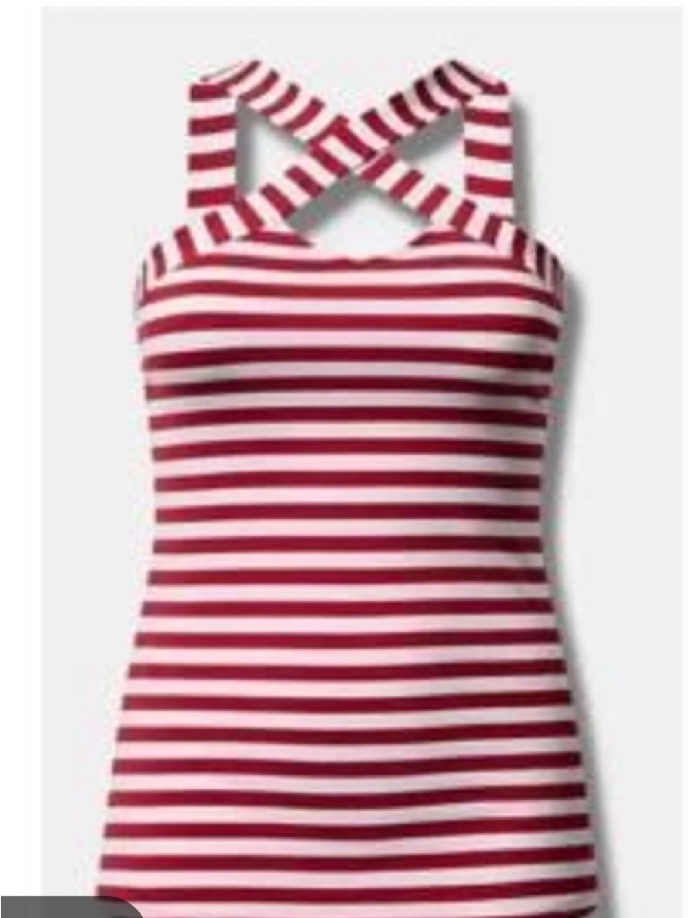 torrid Red and White Striped Tank Top with Crossback Straps